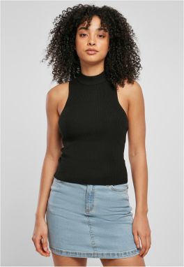 Women's turtleneck with short rib knit black