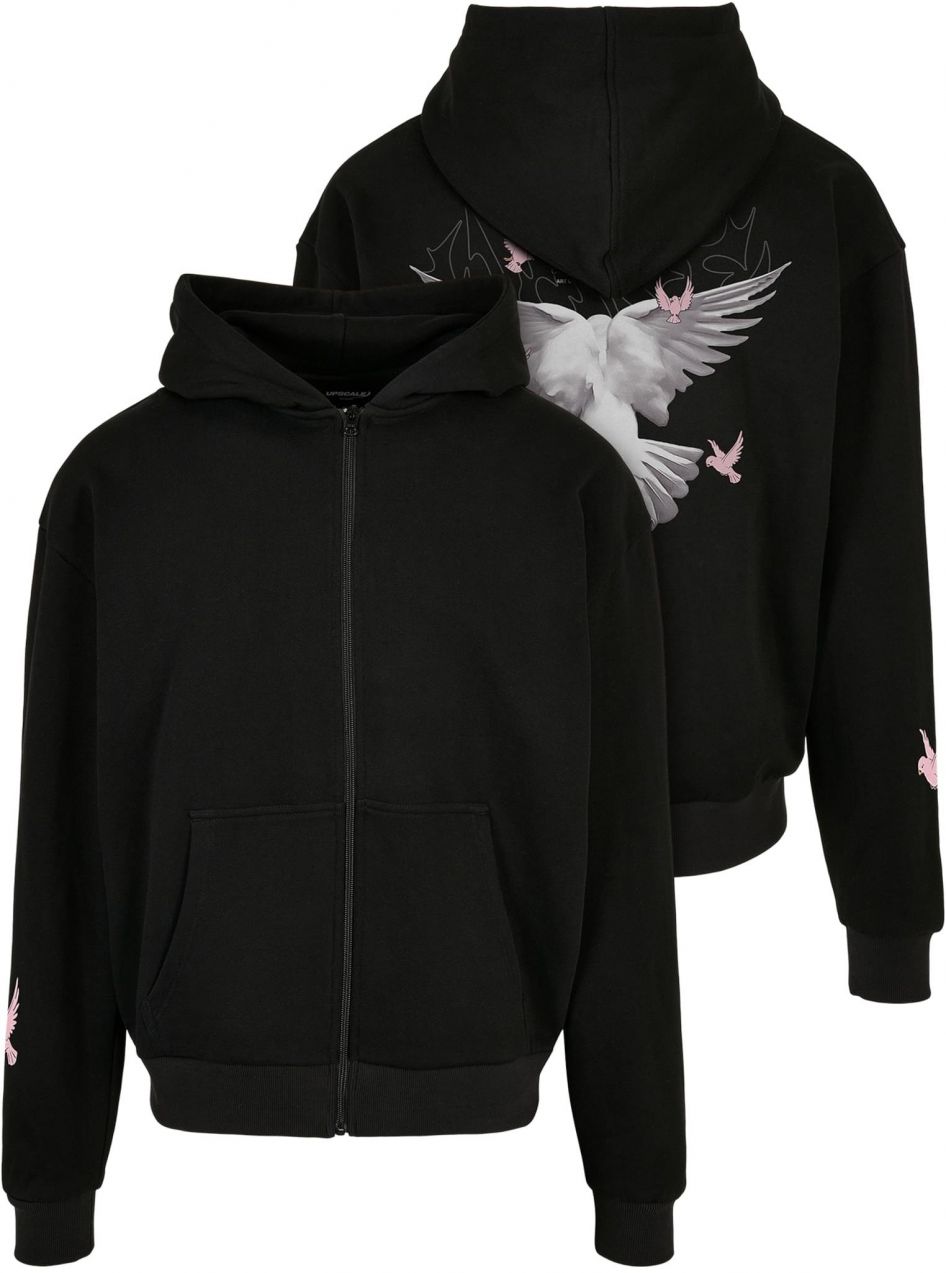 Doves Oversize zip-up hoodie black