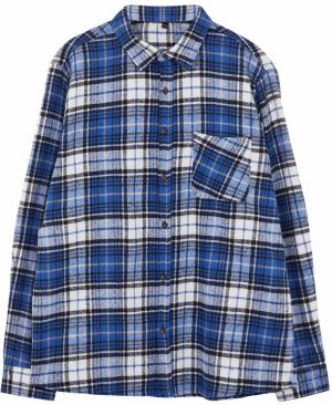 Trendyol Blue Regular Fit Winter Checkered Plaid Lumberjack Plus Size Shirt