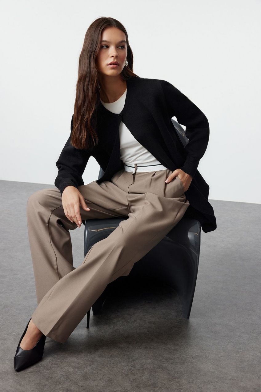 Trendyol Black Single Button Knitted Cardigan