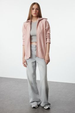 Trendyol Pink Soft Textured Hooded Knitwear Cardigan