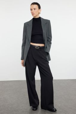 Trendyol Black Waist Detailed Wide Leg/Wide Leg Woven Trousers