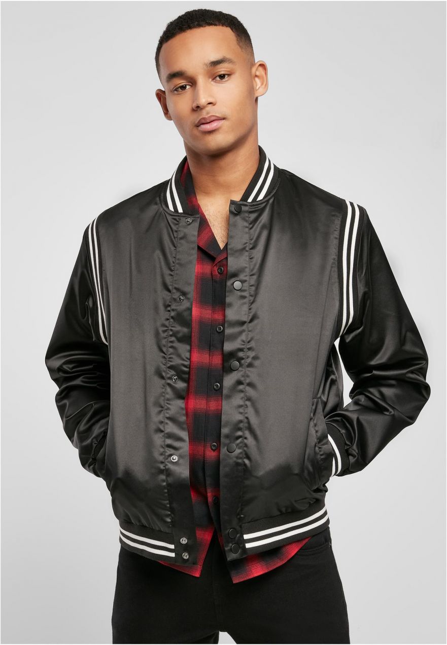 Satin College Jacket Black