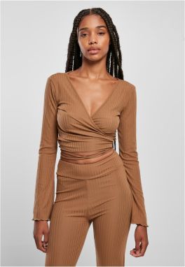 Women's dark taupe with long sleeves with wrapped rib
