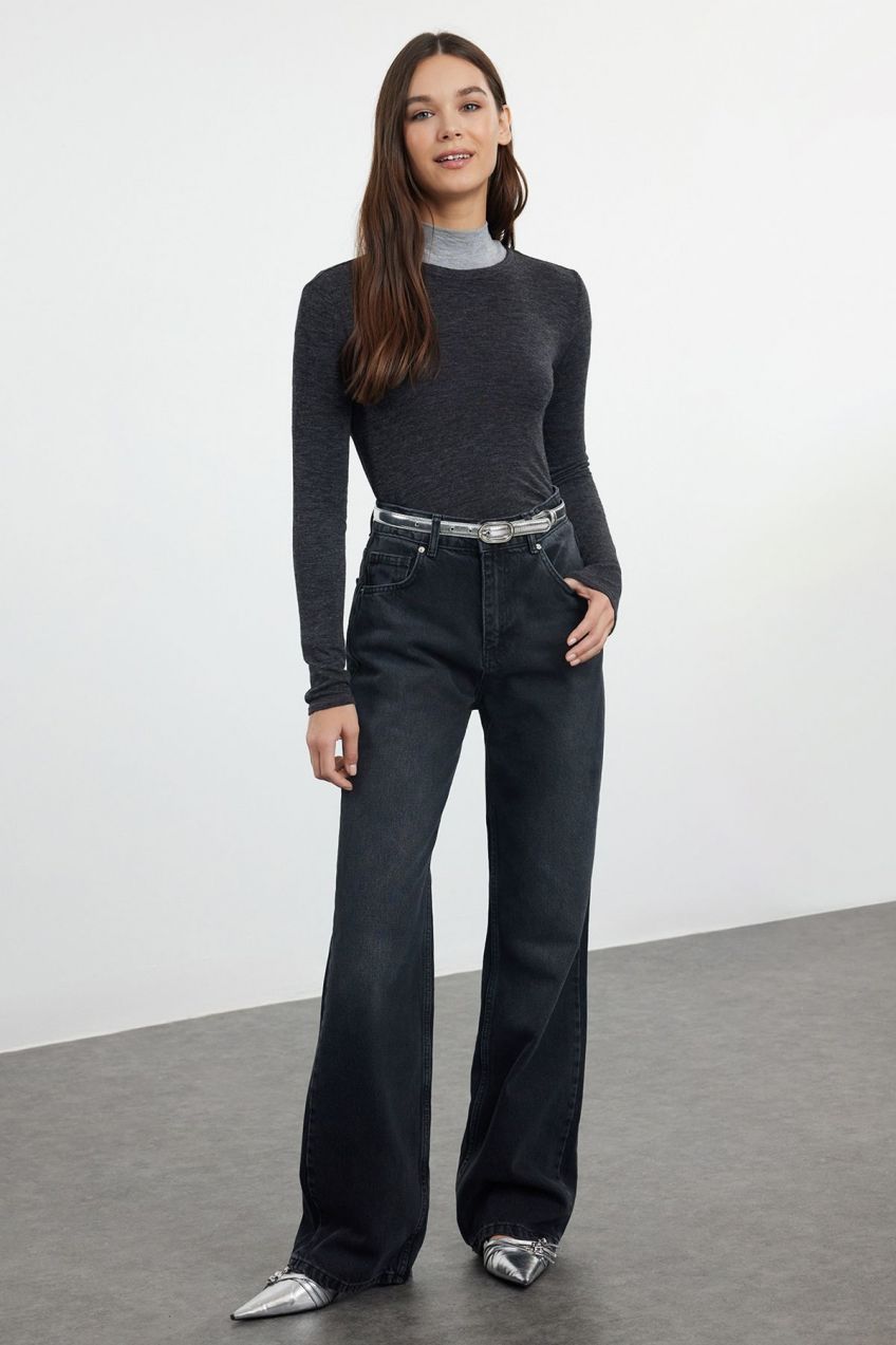Trendyol Black High Waist Wide Leg Jeans