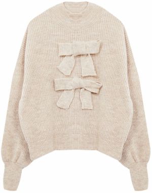 Trendyol Limited Edition Beige Soft Texture Bow Detail Knit Sweater