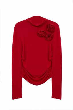 Trendyol Limited Edition Knitted Rose Detailed Crepe Blouse