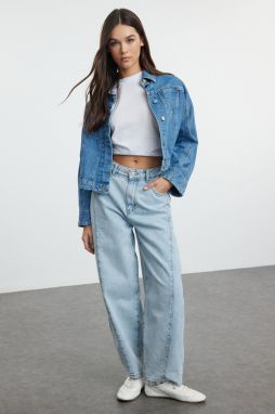 Trendyol Blue Stitching Detailed High Waist Balloon Jeans