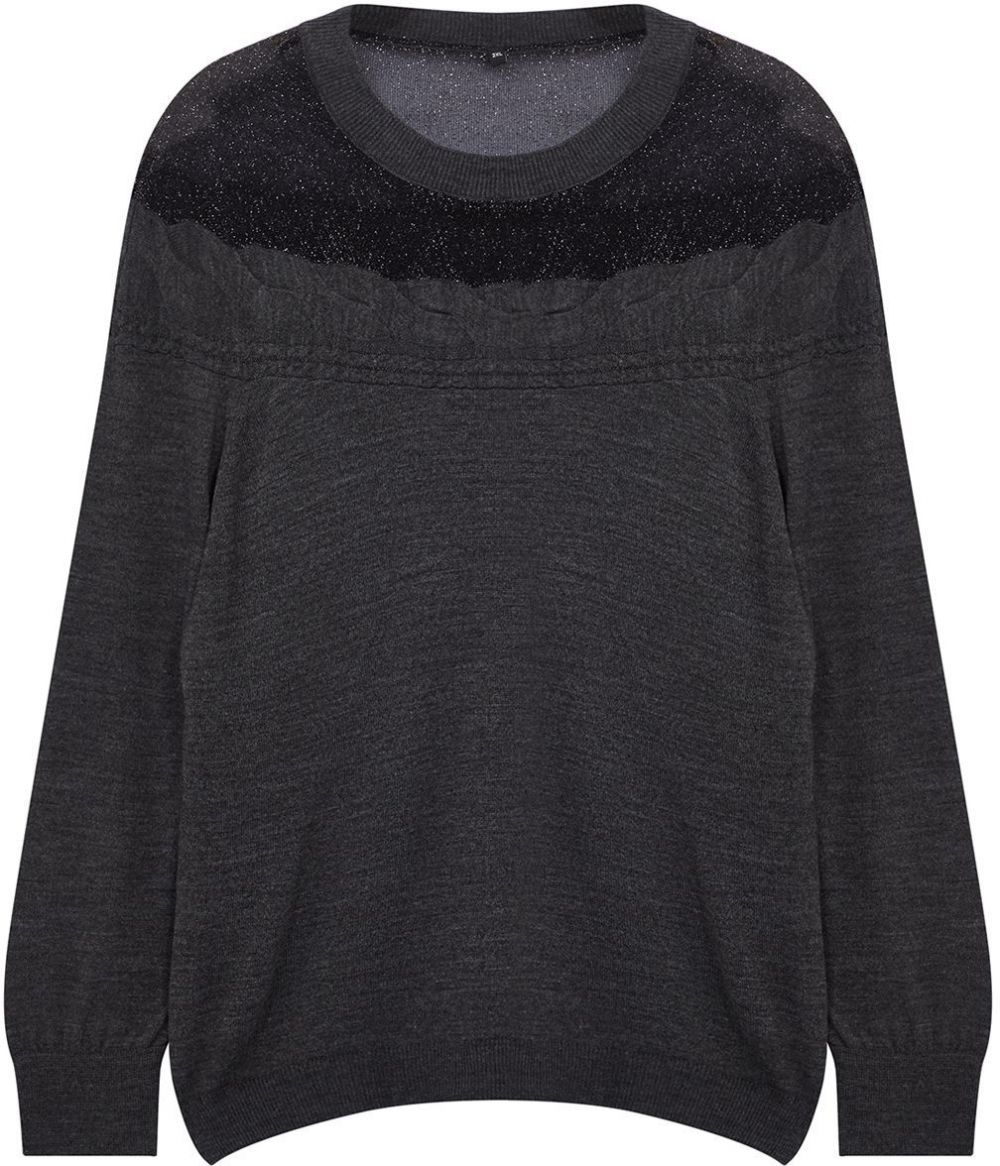 Trendyol Curve Anthracite Braided Tulle Detailed Knitwear Sweater