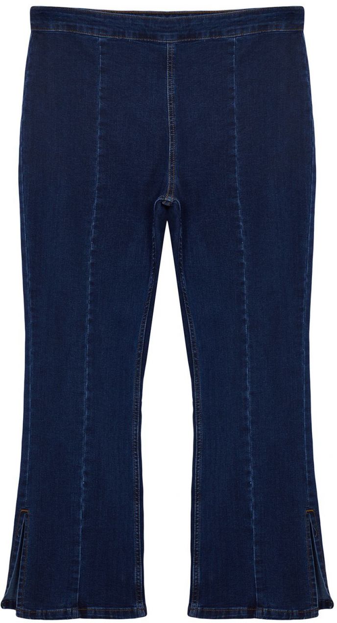 Trendyol Curve Dark Blue Stitching Detailed Flare Leg Plus Size Jeans