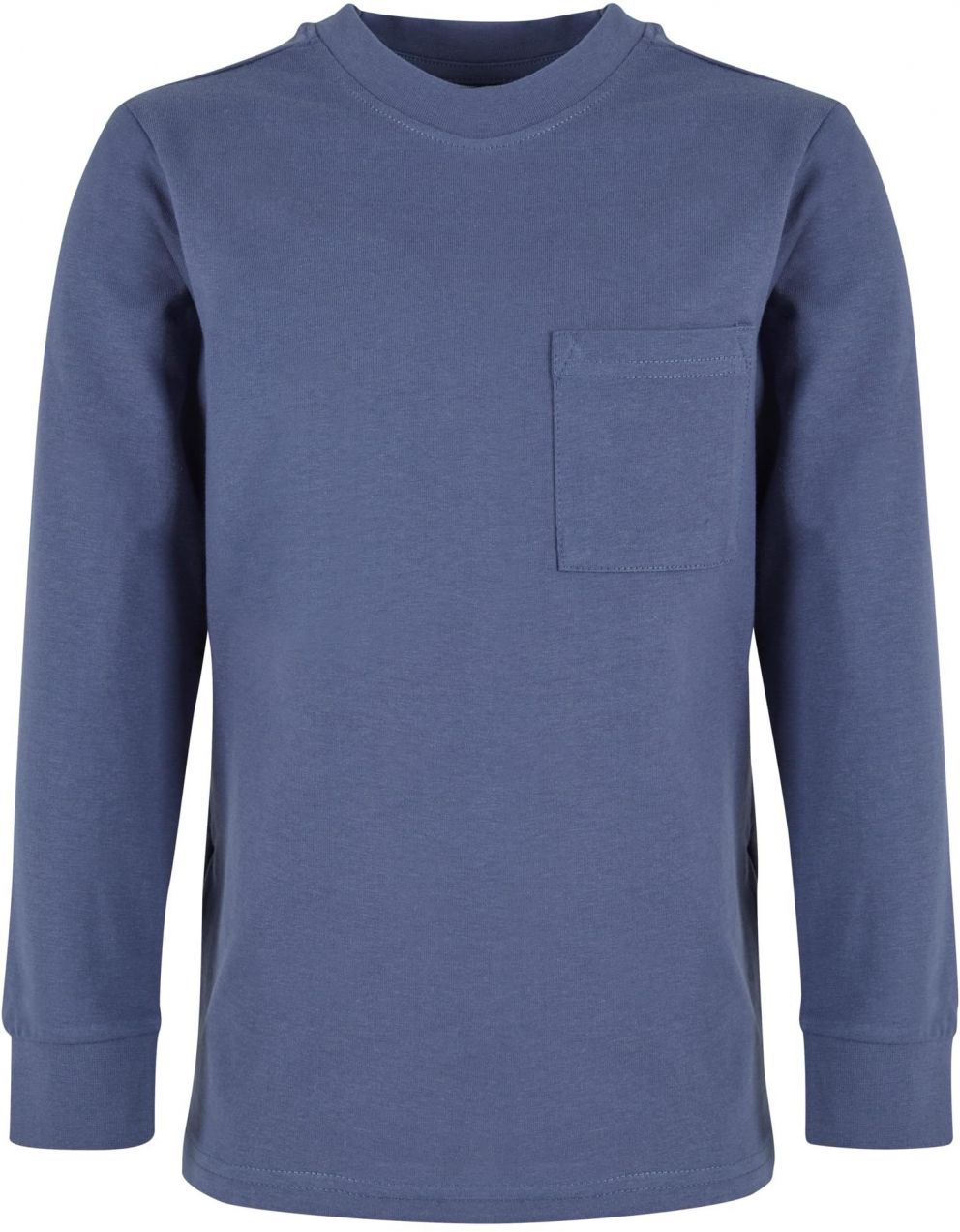Boys' long-sleeved T-shirt with a pocket blue