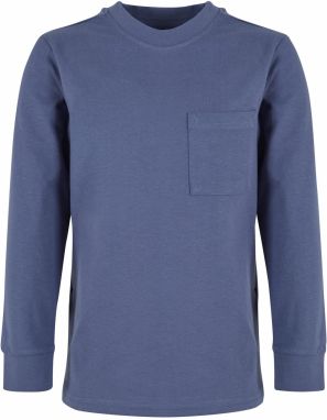 Boys' long-sleeved T-shirt with a pocket blue