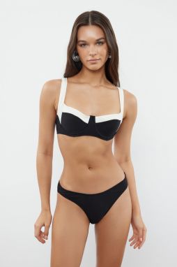 Trendyol Black Balconette Textured Regular Bikini Set