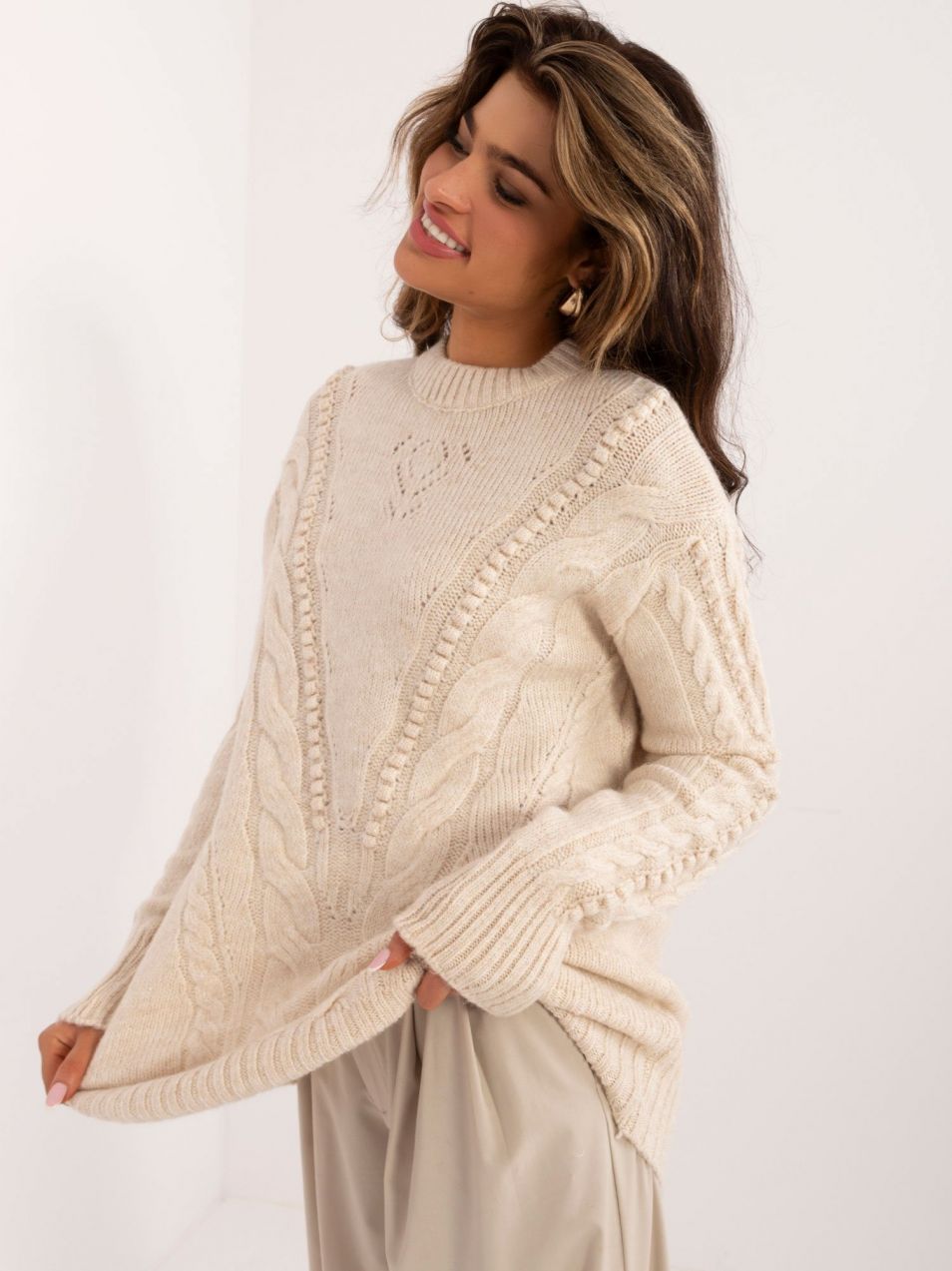 Light beige women's knitted sweater