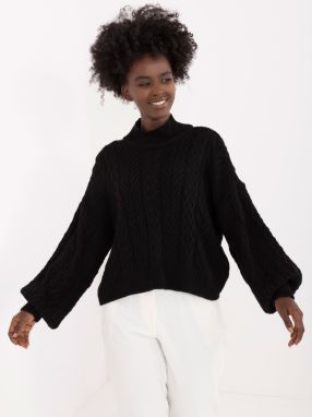 Black knitted sweater with cuffs