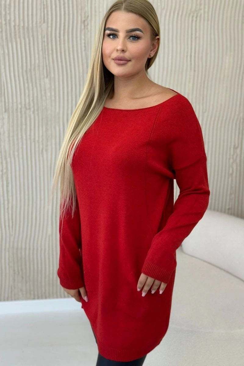 Viscose sweater with pockets red