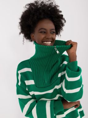 Green women's striped sweater