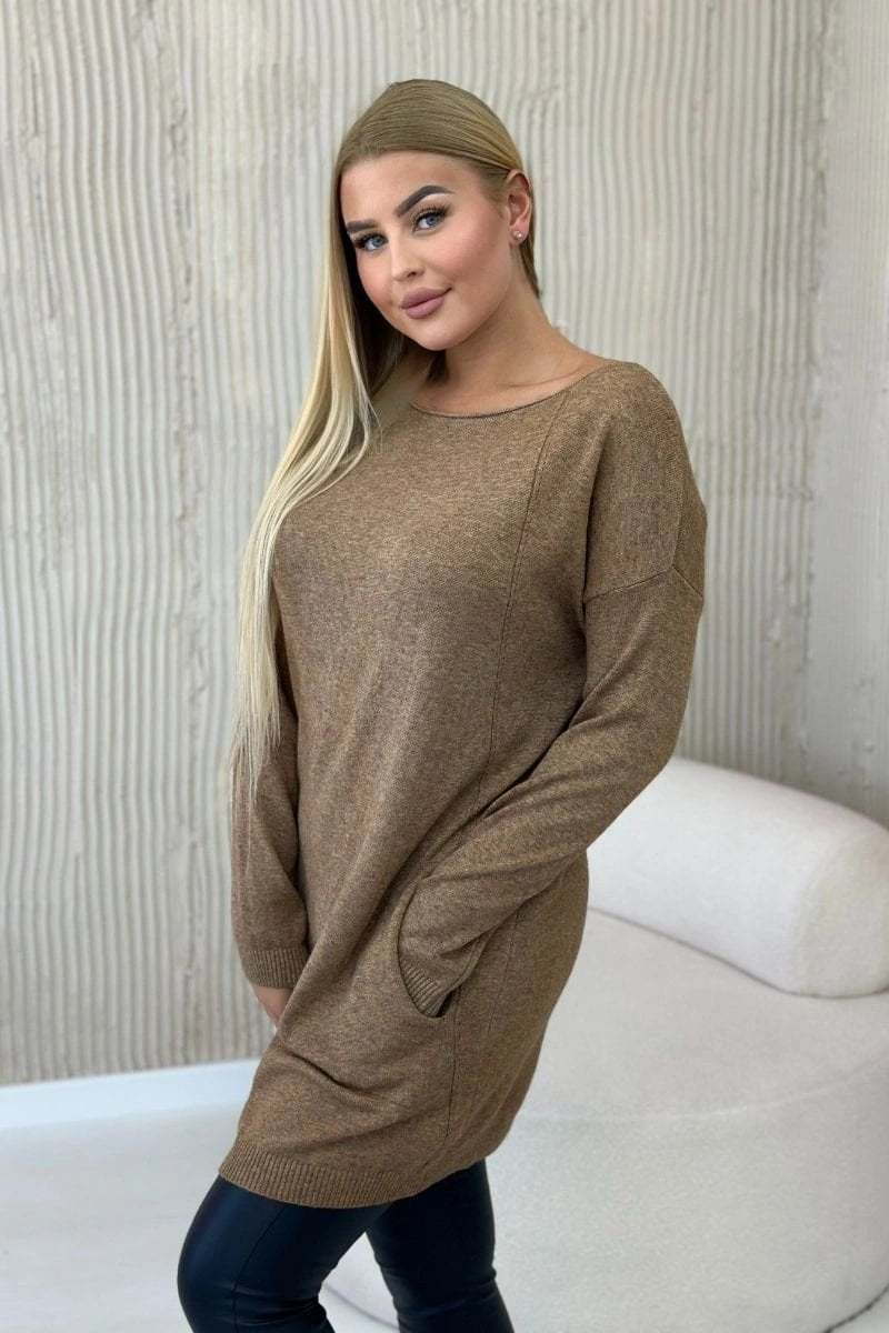 Viscose sweater with camel pockets
