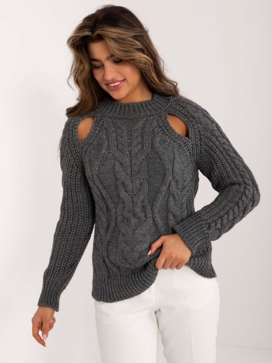 Dark grey women's knitted sweater