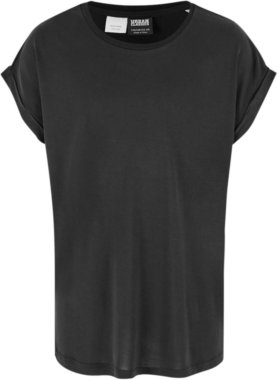 Modal Extended Shoulder T-shirt for girls black