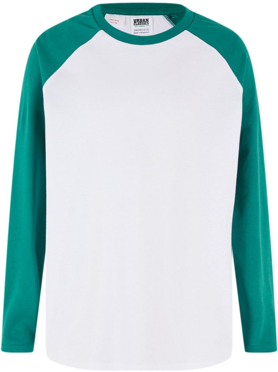Boys' long-sleeved T-shirt Organic Oversized white/green