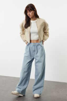 Trendyol Light Blue Waist Detailed High Waist Wide Leg Jeans