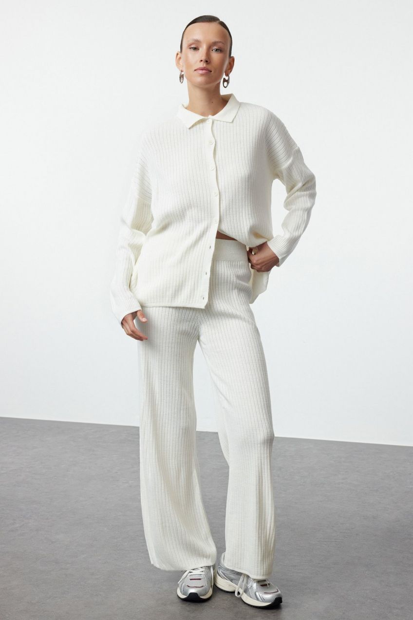 Trendyol Bone Shirt-Pants Knitwear Bottom-Top Set