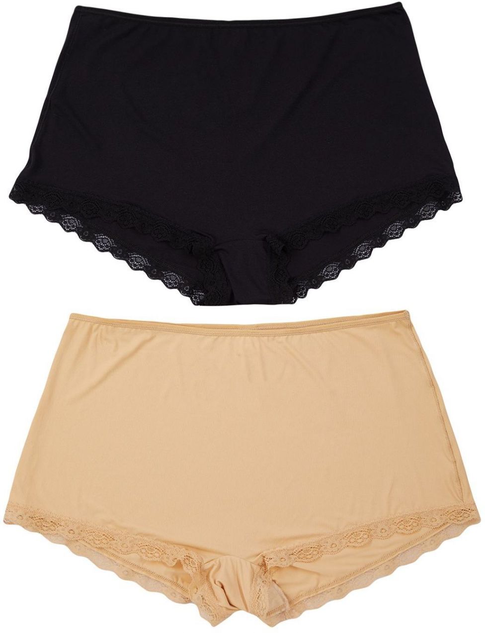 Trendyol Curve Black-Skin 2 Pack High Waisted Lace Soft Comfortable Plus Size Panties