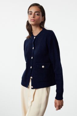Trendyol Navy Blue Crew Neck Knitwear Cardigan