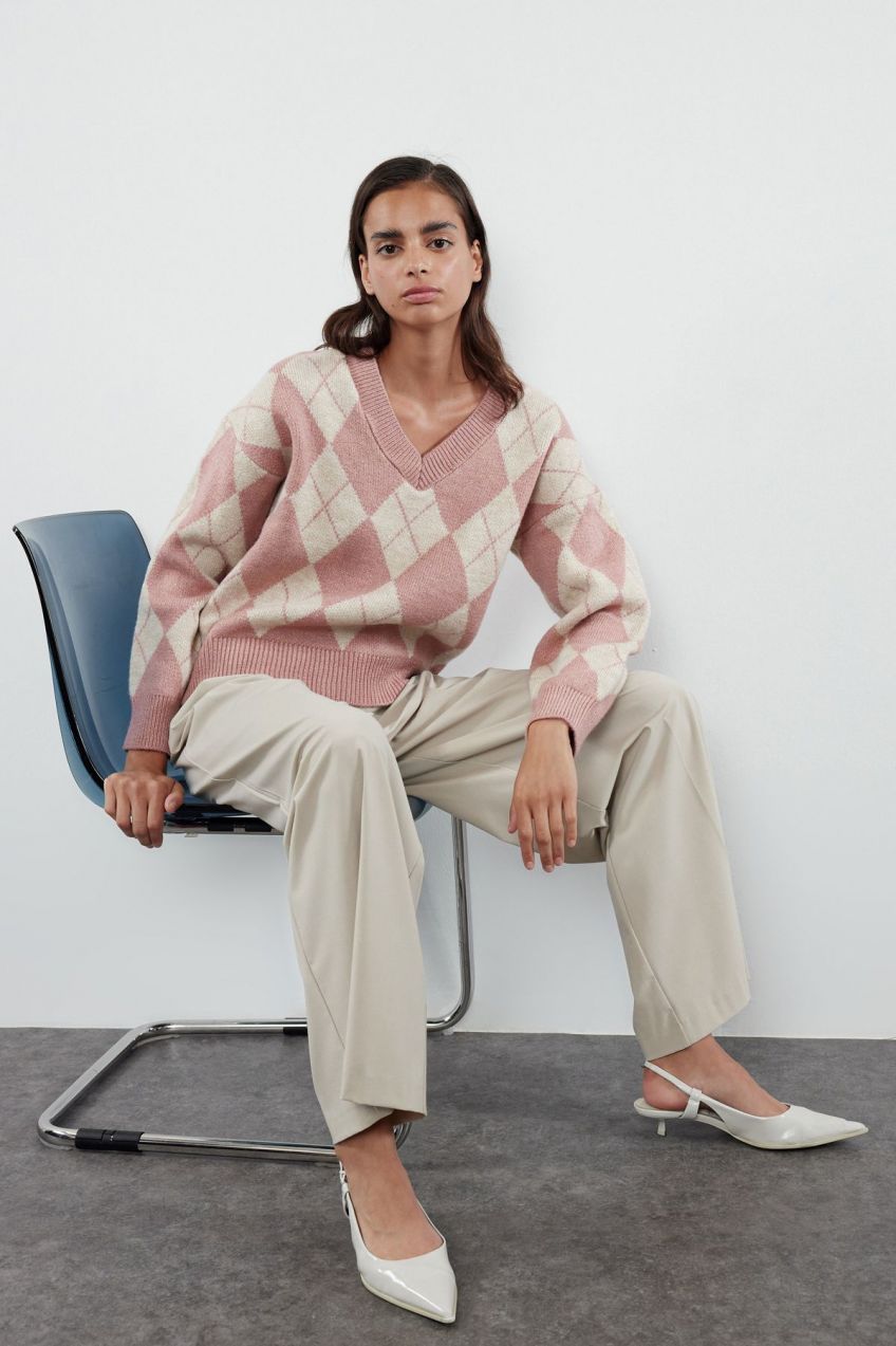 Trendyol Dusty Rose Soft Texture Baklava Knitwear Sweater
