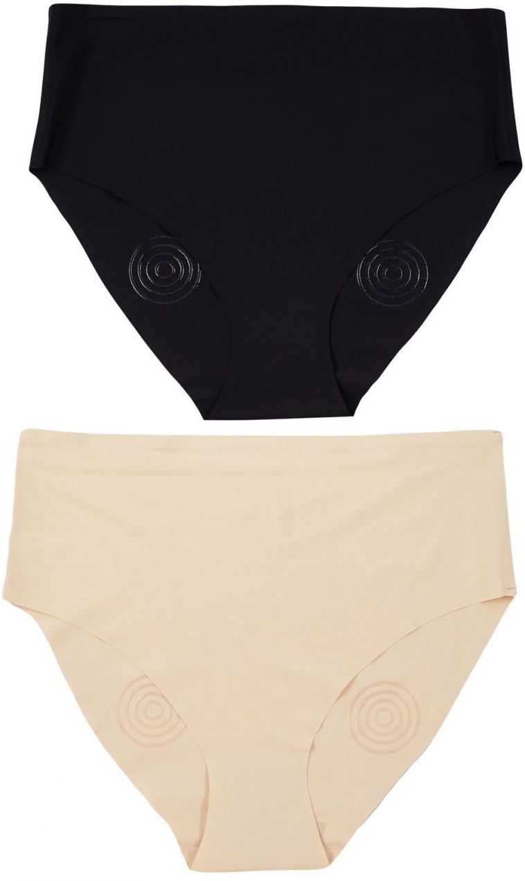 Trendyol Curve Black-Skin 2-Pack High Waist Non-Slip Plus Size Panties with Corset Effect