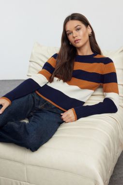 Trendyol Navy Blue Color Block Skirted Knitwear Top-Bottom Set