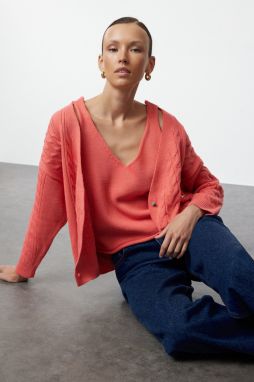Trendyol Ecru Double Breasted Detailed Double Cardigan-Blouse Knitwear