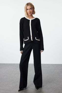 Trendyol Black Color Block Knit Cardigan