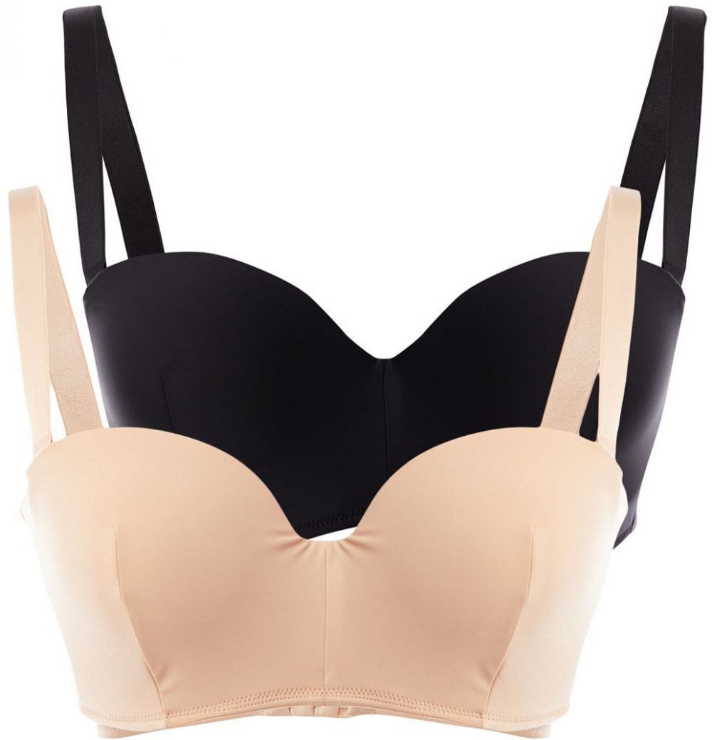 Trendyol Curve Black-Skin 2-Pack Thick Detachable Straps Non-Padded Full Cup Balconette Bra