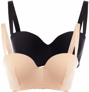 Trendyol Curve Black-Skin 2-Pack Thick Detachable Straps Non-Padded Full Cup Balconette Bra