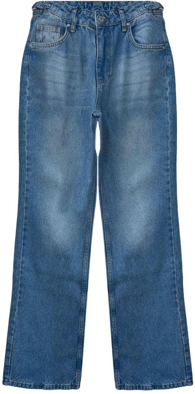 Trendyol Blue Waist Detailed High Waist Wide Leg Jeans