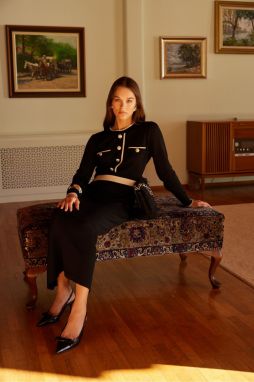 Trendyol Black Button Detailed Knit Dress