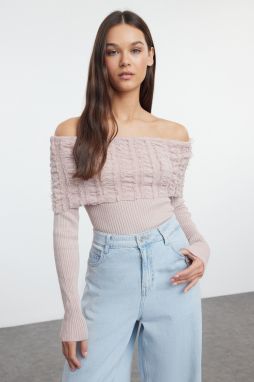 Trendyol Powder Carmen Collar Detailed Knitwear Sweater