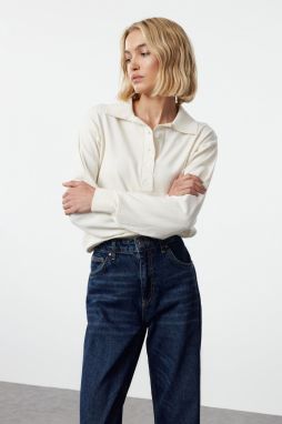Trendyol Ecru Thin Polo Neck Knitted Sweater