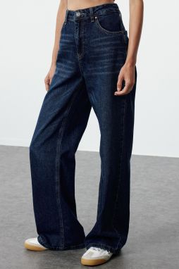 Trendyol Dark Blue High Waist Wide Leg Jeans
