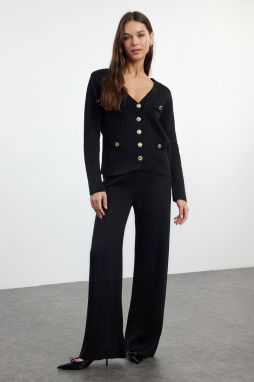 Trendyol Black Cardigan-Pants Knitwear Bottom-Top Set