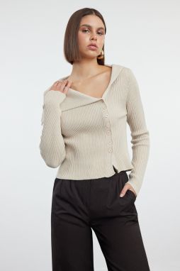 Trendyol Beige Premium Yarn Knitwear Cardigan
