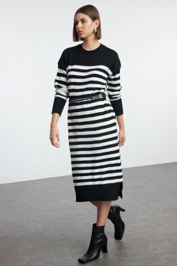 Trendyol Black Maxi Knit Striped Dress