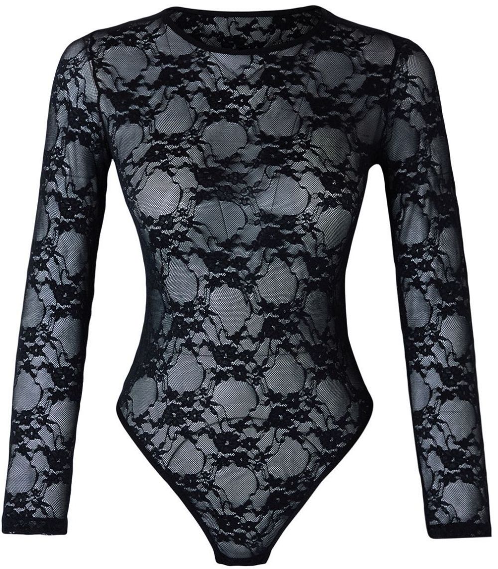 Trendyol Black Lace Openwork/Holeless Covered Snap Knit Bodysuit