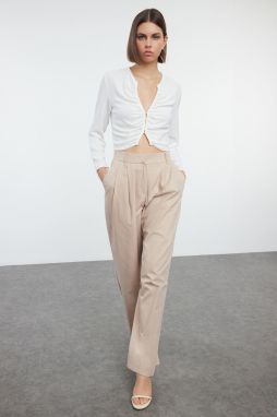 Trendyol Mink Cotton Comfortable Fabric Wide Leg / Wide Leg Woven Trousers