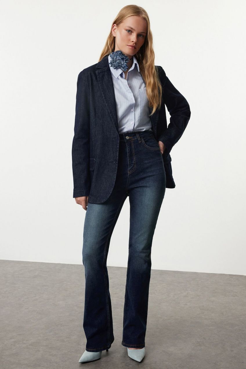 Trendyol Blue High Waist Flare Jeans