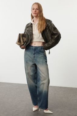 Trendyol Blue High Waist Skater Jeans
