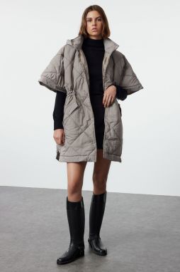 Trendyol Mink Oversize Pattern Poncho Quilted Coat