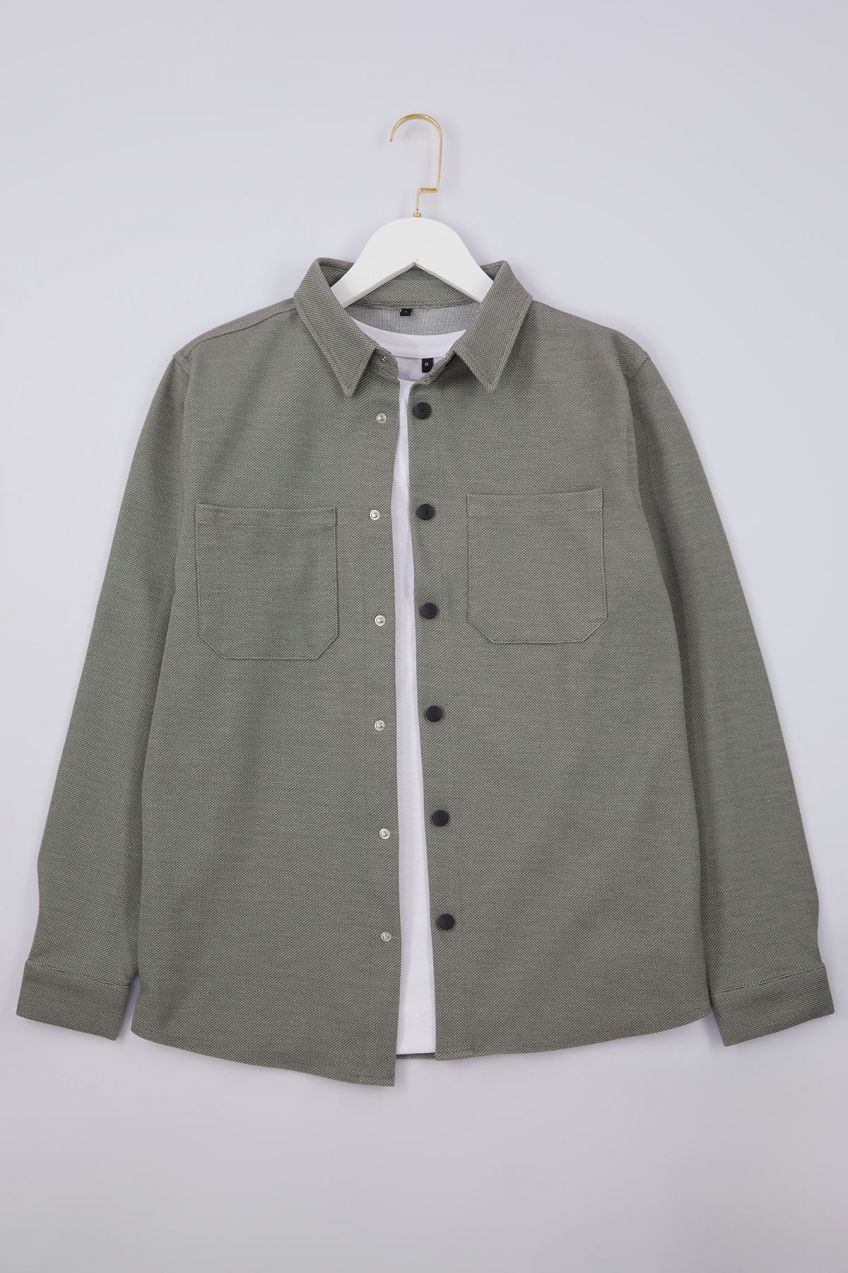Trendyol Khaki Regular Fit Knitted Casual Winter Shirt Jacket